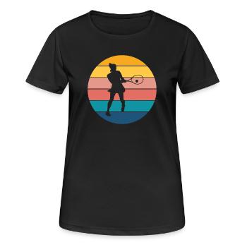 Tennis - Frauen T-Shirt atmungsaktiv - Schwarz - Vorne - AI Model Female 172 light (172cm)