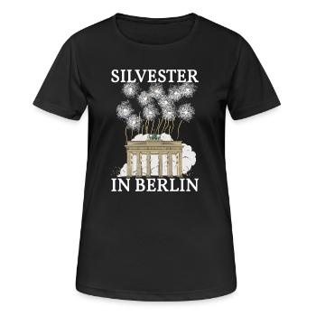 Silvester in Berlin - Frauen T-Shirt atmungsaktiv - Schwarz - Vorne - AI Model Female 172 light (172cm)