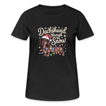 Le teckel de Noël à travers la neige - T-shirt respirant Femme - noir - Devant - AI Model Female 172 light (172cm)