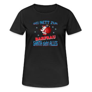 SANTA BARFRAU - Frauen T-Shirt atmungsaktiv - Schwarz - Vorne - AI Model Female 172 light (172cm)