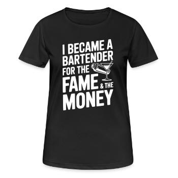 Ich wurde Barkeeper für den Ruhm und das Geld - Frauen T-Shirt atmungsaktiv - Schwarz - Vorne - AI Model Female 172 light (172cm)