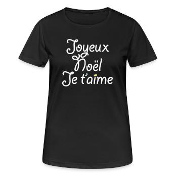 Joyeux Noël Je t'aime - T-shirt respirant Femme - noir - Devant - AI Model Female 172 light (172cm)