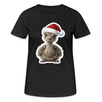 Verwirrtes Straussenkueken im Weihnachtsfieber - Frauen T-Shirt atmungsaktiv - Schwarz - Vorne - AI Model Female 172 light (172cm)