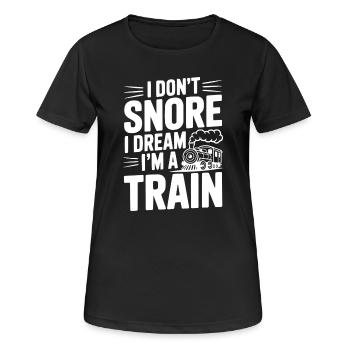 Je ne ronfle pas, je rêve que je suis un train - T-shirt respirant Femme - noir - Devant - AI Model Female 172 light (172cm)