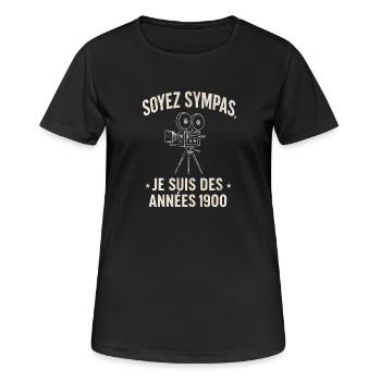 Be Friendly Retro-Kamera aus dem 20. Jahrhundert - Frauen T-Shirt atmungsaktiv - Schwarz - Vorne - AI Model Female 172 light (172cm)