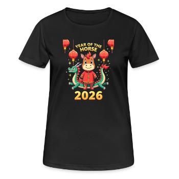 Nouvel An chinois du cheval 2026 - T-shirt respirant Femme - noir - Devant - AI Model Female 172 light (172cm)