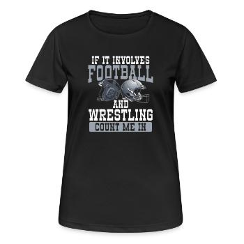 Mélange de football américain et de lutte - T-shirt respirant Femme - noir - Devant - AI Model Female 172 light (172cm)