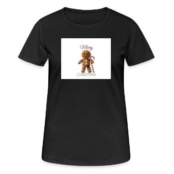 Lebkuchenmann mit Zuckerstange - Frauen T-Shirt atmungsaktiv - Schwarz - Vorne - AI Model Female 172 light (172cm)