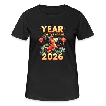 Nouvel An chinois du cheval 2026 - T-shirt respirant Femme - noir - Devant - AI Model Female 172 light (172cm)