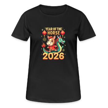 Nouvel An chinois du cheval 2026 - T-shirt respirant Femme - noir - Devant - AI Model Female 172 light (172cm)