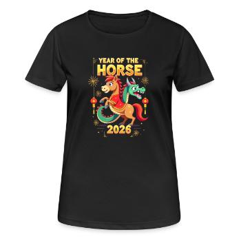Nouvel An chinois du cheval 2026 - T-shirt respirant Femme - noir - Devant - AI Model Female 172 light (172cm)