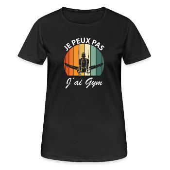 Ich kann nicht im Fitnessstudio - Frauen T-Shirt atmungsaktiv - Schwarz - Vorne - AI Model Female 172 light (172cm)