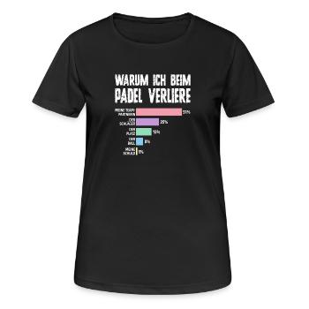 Schlechte Verliererin - Padel Humor für Damen - Frauen T-Shirt atmungsaktiv - Schwarz - Vorne - AI Model Female 172 light (172cm)