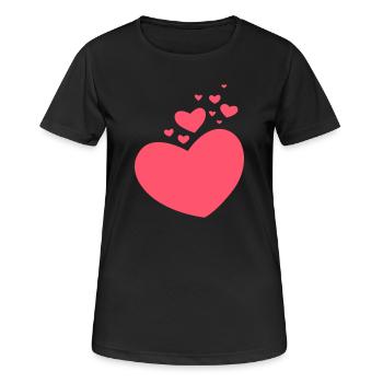 Kleine und große Herzen - Frauen T-Shirt atmungsaktiv - Schwarz - Vorne - AI Model Female 172 light (172cm)