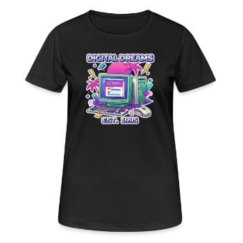 Digital Dreams 1995 – Vintage PC Design - Frauen T-Shirt atmungsaktiv - Schwarz - Vorne - AI Model Female 172 light (172cm)