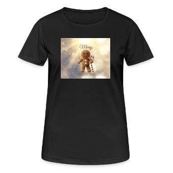 Noël du bonhomme en pain d’épices avec des cannes d’orge d’orge - T-shirt respirant Femme - noir - Devant - AI Model Female 172 light (172cm)