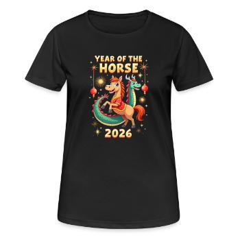 Nouvel An chinois du cheval 2026 - T-shirt respirant Femme - noir - Devant - AI Model Female 172 light (172cm)