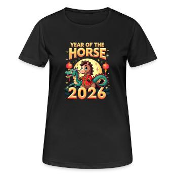 Nouvel An chinois du cheval 2026 - T-shirt respirant Femme - noir - Devant - AI Model Female 172 light (172cm)
