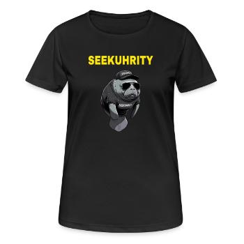 SEEKUHRITY - Security Seekuh Tier Motiv - Frauen T-Shirt atmungsaktiv - Schwarz - Vorne - AI Model Female 172 light (172cm)