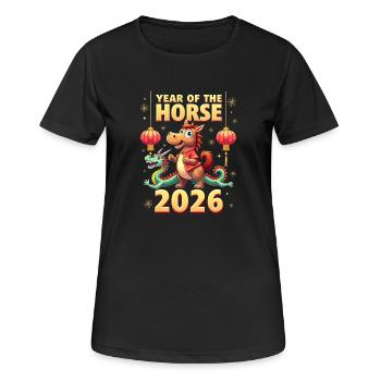 Nouvel An chinois du cheval 2026 - T-shirt respirant Femme - noir - Devant - AI Model Female 172 light (172cm)