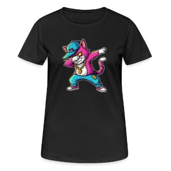 Dab Katze Streetstyle Humor Statement - Frauen T-Shirt atmungsaktiv - Schwarz - Vorne - AI Model Female 172 light (172cm)