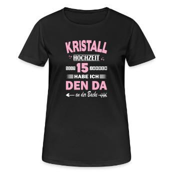 Mariage en cristal 15e anniversaire de mariage Épouse - T-shirt respirant Femme - noir - Devant - AI Model Female 172 light (172cm)