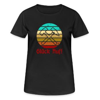 Glück Auf! - Ruhrpott - Zeche - Zollverein - Frauen T-Shirt atmungsaktiv - Schwarz - Vorne - AI Model Female 172 light (172cm)