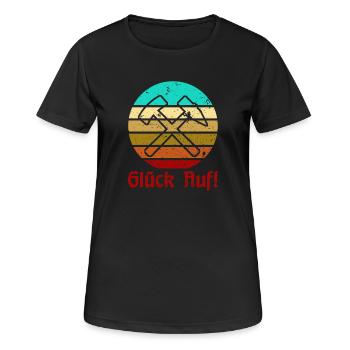 Glück Auf! - Ruhrpott - Zeche - Zollverein - Frauen T-Shirt atmungsaktiv - Schwarz - Vorne - AI Model Female 172 light (172cm)
