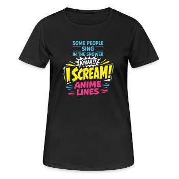 Anime-fangirl Schreit Anime-reaktion - Frauen T-Shirt atmungsaktiv - Schwarz - Vorne - AI Model Female 172 light (172cm)