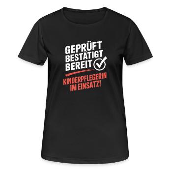 Tested confirmed ready to be a nanny in the - Women's Breathable T-Shirt - black - Front - AI Model Female 172 light (172cm)