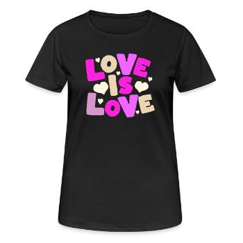 L’amour est l’amour – Déclaration de cœur colorée - T-shirt respirant Femme - noir - Devant - AI Model Female 172 light (172cm)