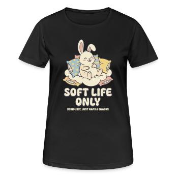 Lapin câlin sur un coussin nuageux - T-shirt respirant Femme - noir - Devant - AI Model Female 172 light (172cm)
