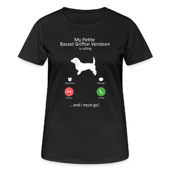 Mon petit basset griffon vendeen appelle le chien - T-shirt respirant Femme - noir - Devant - AI Model Female 172 light (172cm)