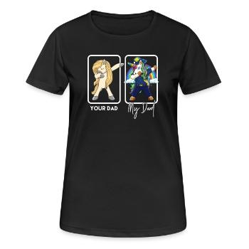 Lustiger Polizistpapa Einhorn tupft Polizist - Frauen T-Shirt atmungsaktiv - Schwarz - Vorne - AI Model Female 172 light (172cm)