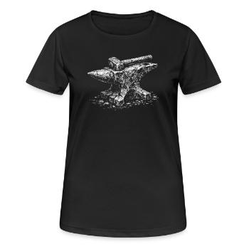 Motif d’enclume en acier forgé - T-shirt respirant Femme - noir - Devant - AI Model Female 172 light (172cm)