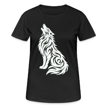 Loup Tribal - T-shirt respirant Femme - noir - Devant - AI Model Female 172 light (172cm)