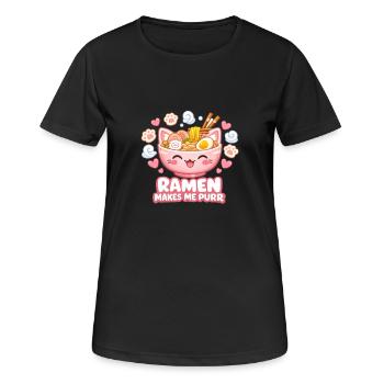 Ramen makes me purr - Women's Breathable T-Shirt - black - Front - AI Model Female 172 light (172cm)