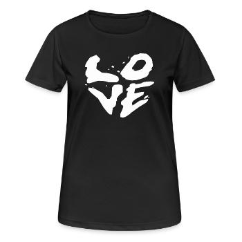 Illustration typographie de déclaration d’amour - T-shirt respirant Femme - noir - Devant - AI Model Female 172 light (172cm)