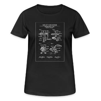 Fleischwolf-Blaupausen-Diagramm - Frauen T-Shirt atmungsaktiv - Schwarz - Vorne - AI Model Female 172 light (172cm)