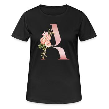 Monogramm Ein Pastellblume - Frauen T-Shirt atmungsaktiv - Schwarz - Vorne - AI Model Female 172 light (172cm)