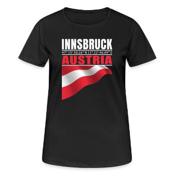 Innsbruck - Frauen T-Shirt atmungsaktiv - Schwarz - Vorne - AI Model Female 172 light (172cm)
