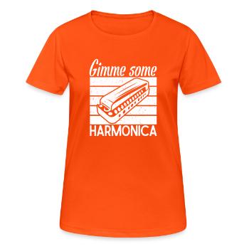 Harmonica Musican Gimme Some Harmonica - Frauen T-Shirt atmungsaktiv - Neonorange - Vorne - AI Model Female 172 dark (172cm)
