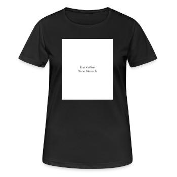 D’abord le café, puis les gens - T-shirt respirant Femme - noir - Devant - AI Model Female 172 light (172cm)