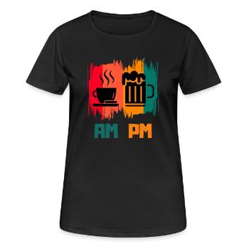 Funny Sarcasm AM PM Adult Humor Coffee Lover - Women's Breathable T-Shirt - black - Front - AI Model Female 172 light (172cm)