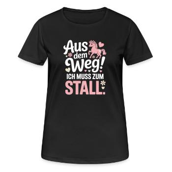 En s’écartant vers les chevaux des écuries - T-shirt respirant Femme - noir - Devant - AI Model Female 172 light (172cm)