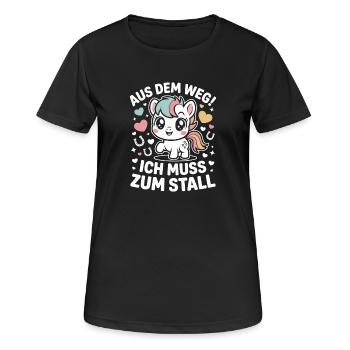 En s’écartant vers les chevaux des écuries - T-shirt respirant Femme - noir - Devant - AI Model Female 172 light (172cm)