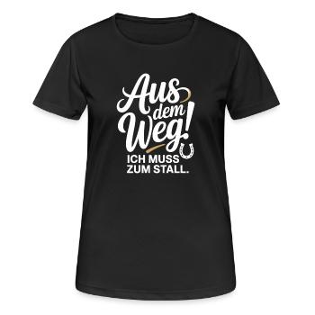 En s’écartant vers les chevaux des écuries - T-shirt respirant Femme - noir - Devant - AI Model Female 172 light (172cm)