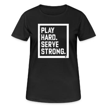 Joue dur Serve fort - T-shirt respirant Femme - noir - Devant - AI Model Female 172 light (172cm)