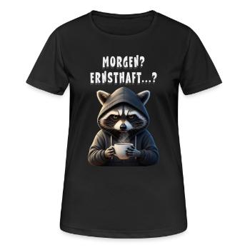 Morgenmuffel Waschbär mit Kaffee - T-shirt respirant Femme - noir - Devant - AI Model Female 172 light (172cm)