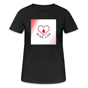 Schenken Sie Leben: Blutspenderherz - Frauen T-Shirt atmungsaktiv - Schwarz - Vorne - AI Model Female 172 light (172cm)